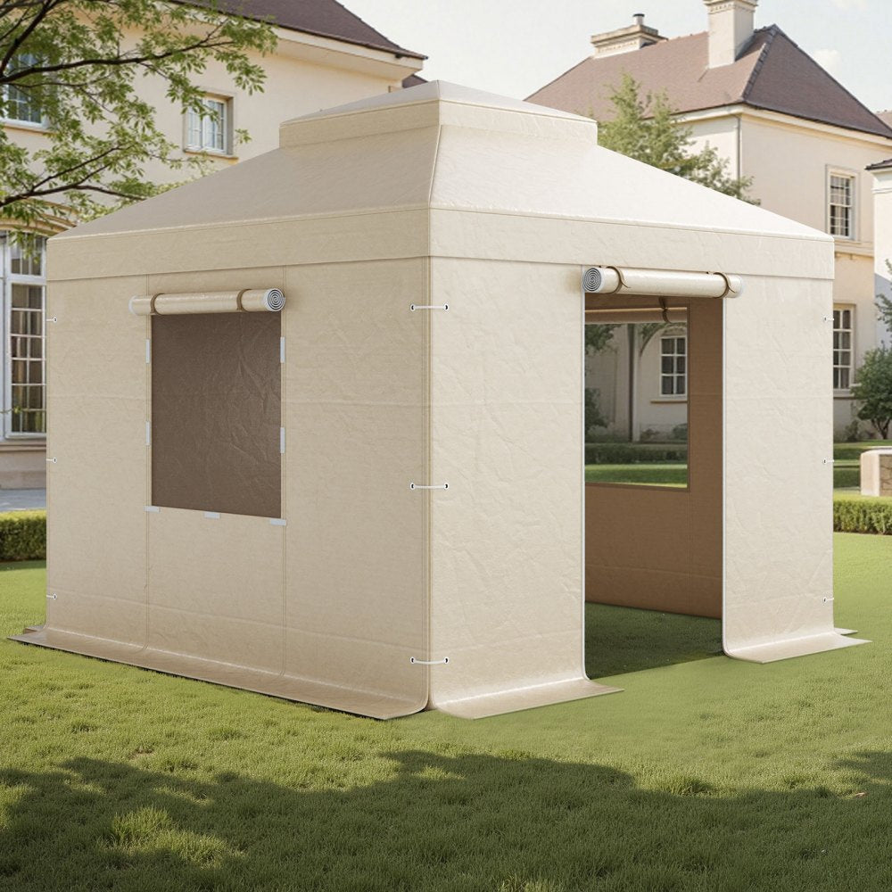 VEVOR Winter Gazebo Cover Fits 10 x 10 ft Hardtop Gazebos, All-Weather Double-Tiered Gazebo Cover with Sidewalls & Mesh