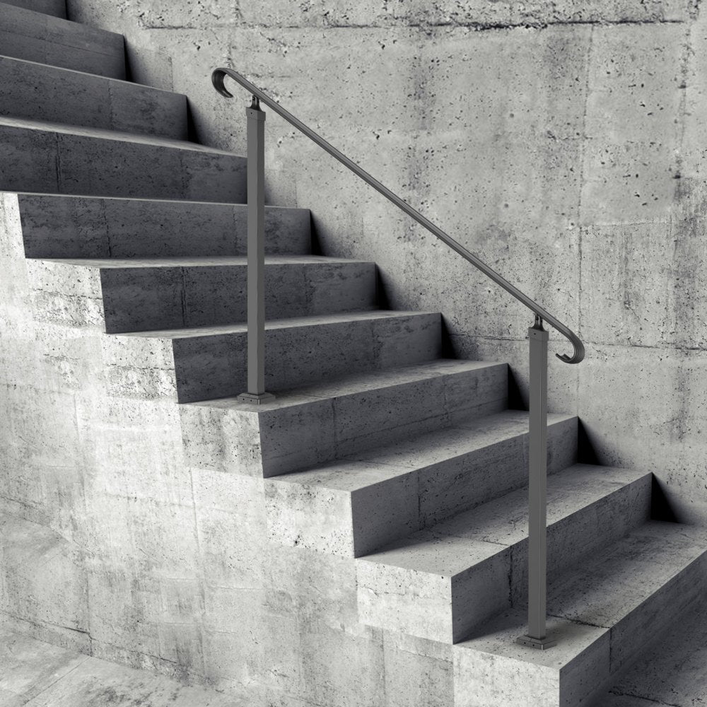 VEVOR Handrails for Outdoor Steps, Fit 3-5 Steps Outdoor Stair Railing, Wrought Iron Handrail, Flexible Front Porch
