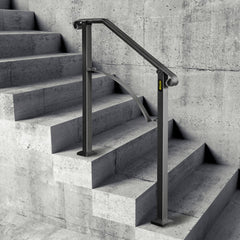 VEVOR Handrails for Outdoor Steps, Fit 2 or 3 Steps Outdoor Stair Railing, Arch#2 Wrought Iron Handrail, Flexible Porch