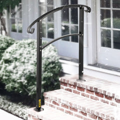 VEVOR 3-Step Transitional Handrail Fits 1 or 3 Steps Matte Stair Rail Wrought Iron Handrail with Installation Kit Hand