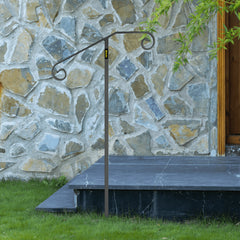 VEVOR Single Post Handrail Wrought Iron Post Mount Step Grab Supports in Ground Long Post Fits 1 or 2 Steps Grab Rail
