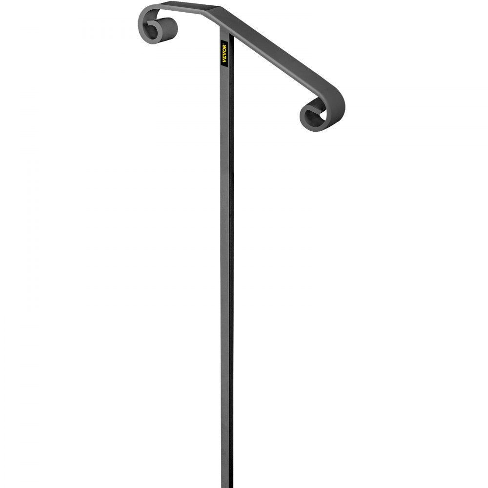 VEVOR Single Post Handrail Wrought Iron Post Mount Step Grab Supports in Ground Long Post Fits 1 or 2 Steps Grab Rail