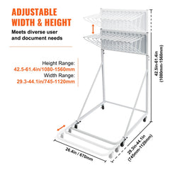 VEVOR Mobile Blueprint Storage Rack, Plan Holder with 12 Pivot Brackets, Mobile Blueprint Holder Adjustable Height &