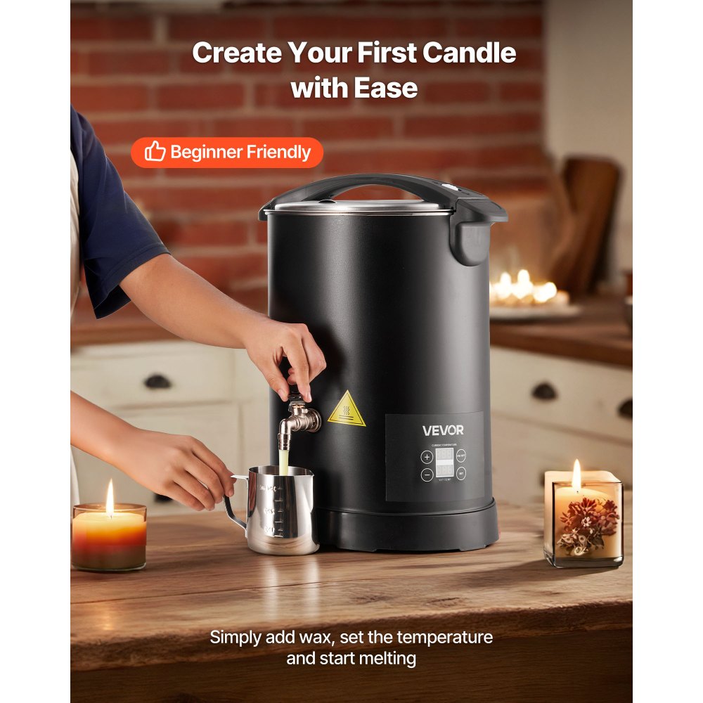 VEVOR Wax Melter for Candle Making, 10.6 Qts, Fast and Even Heating, with Easy Pour Spout and Temp Digital Display
