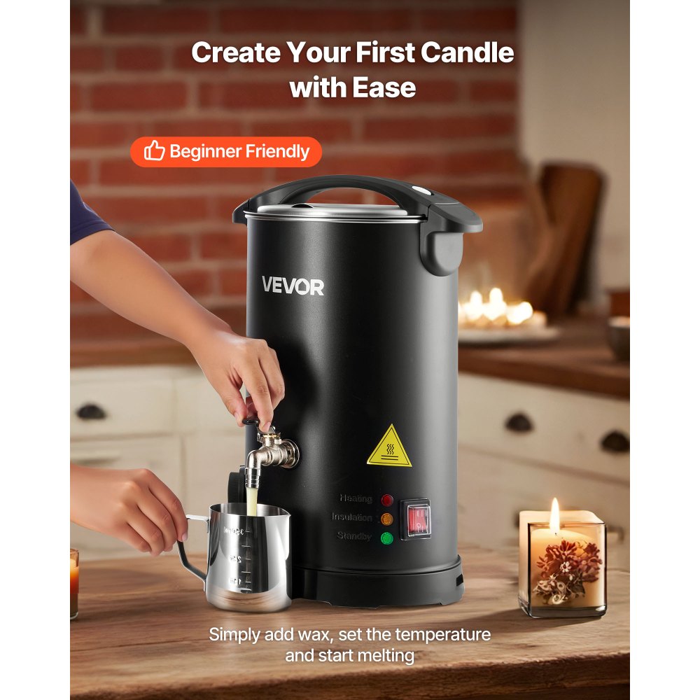VEVOR Wax Melter for Candle Making, 5.3 Qts, Fast and Even Heating, with Easy Pour Spout and Temperature Control