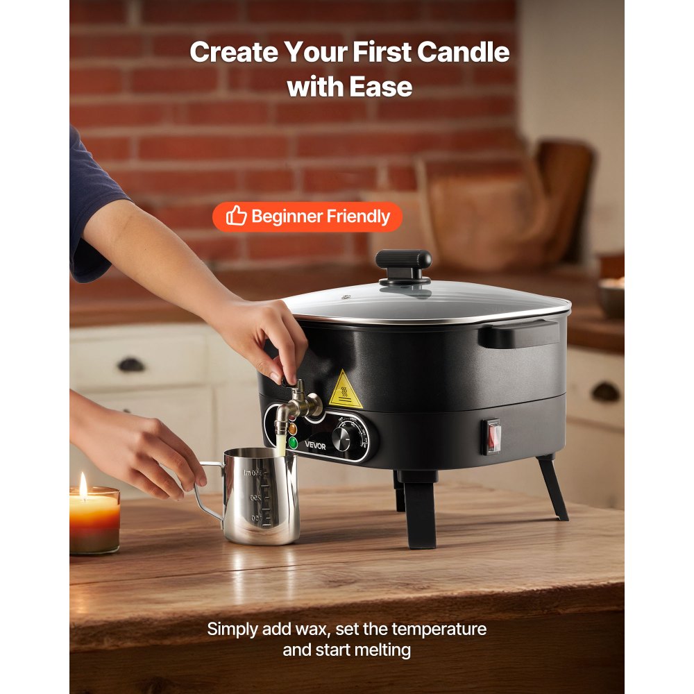 VEVOR Wax Melter for Candle Making, 6.3 Qts, Fast and Even Heating, with Easy Pour Spout and Temperature Control