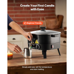 VEVOR Wax Melter for Candle Making, 6.3 Qts, Fast and Even Heating, with Easy Pour Spout and Temperature Control