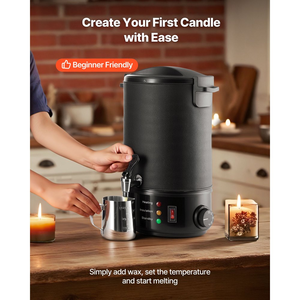 VEVOR Wax Melter for Candle Making, 8.5 Qts, Fast and Even Heating, with Easy Pour Spout and Temperature Control