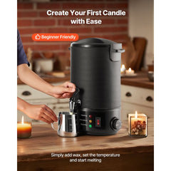 VEVOR Wax Melter for Candle Making, 8.5 Qts, Fast and Even Heating, with Easy Pour Spout and Temperature Control