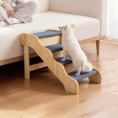 VEVOR Wood Pet Stairs, 4-Step Dog Stairs for High Beds, Sofa & Cars, 150lbs Load Capacity, Non-Slip Surface, Stable Cat