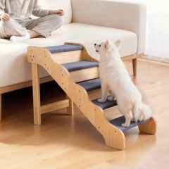 VEVOR Wood Pet Stairs, 5-Step Dog Stairs for High Beds, Sofa & Cars, 150lbs Load Capacity, Non-Slip Surface, Stable Cat
