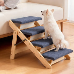 VEVOR Wood Pet Stairs, 4-Step Dog Stairs for Beds, Sofa & Cars, 150 lbss Load Capacity, Floded Flat Design, Stable &