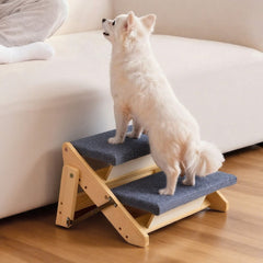 VEVOR Wood Pet Stairs, 2-Step Dog Stairs for Beds, Sofa & Cars, 110lbs Load Capacity, Floded Flat Design, Stable &