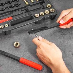 VEVOR 49-Piece Thread Chaser Set, UNC UNF and Metric Thread Restorer Tool, Rethreading Tool Kit with 22 Taps 24 Dies 3