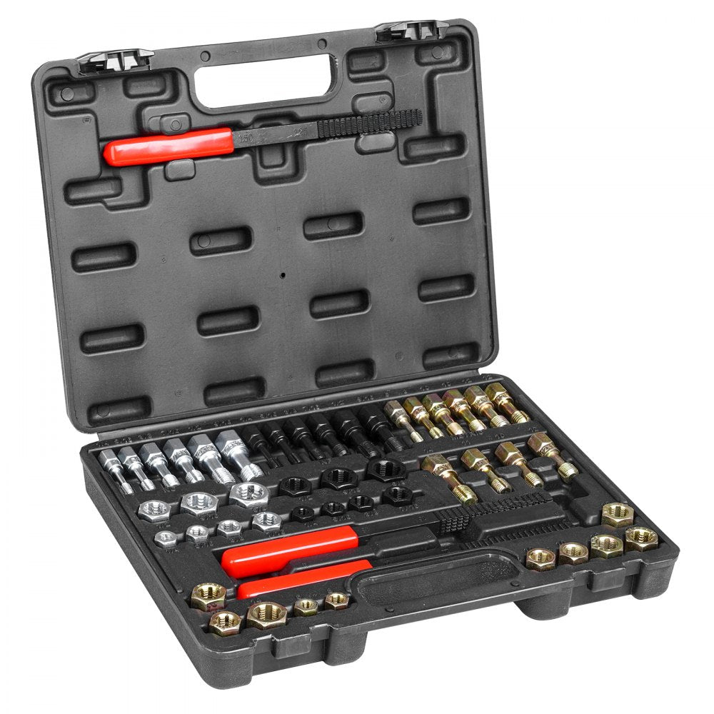 VEVOR 49-Piece Thread Chaser Set, UNC UNF and Metric Thread Restorer Tool, Rethreading Tool Kit with 22 Taps 24 Dies 3