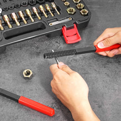 VEVOR 61-Piece Thread Chaser Set, UNC UNF and Metric Thread Restorer Tool, Rethreading Tool Kit with 28 Taps 28 Dies 3