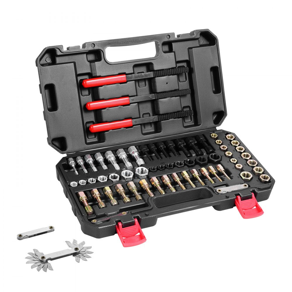 VEVOR 61-Piece Thread Chaser Set, UNC UNF and Metric Thread Restorer Tool, Rethreading Tool Kit with 28 Taps 28 Dies 3