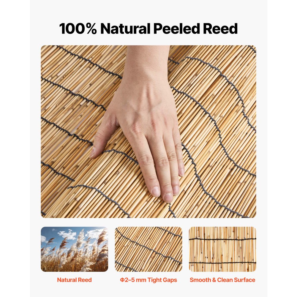 VEVOR Natural Reed Fencing, 4 ft x 16.4 ft, Decorative Natural Reed Fencing Roll, Decorative Fence for Backyard Garden