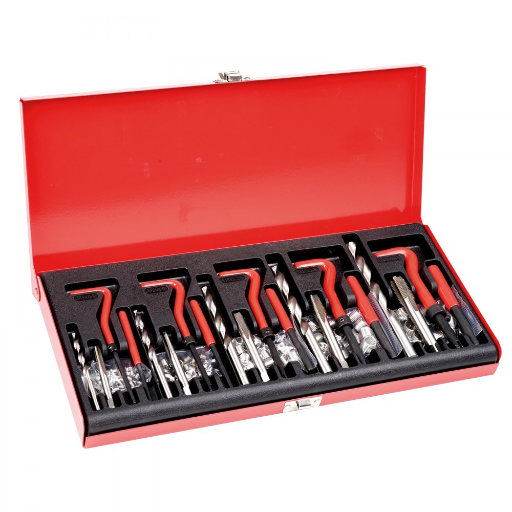 VEVOR Helicoil Thread Repair Kit, 166-Piece Metric HSS Drill Helicoil Repair Kit, M5 M6 M8 M10 M12 Heli Coil