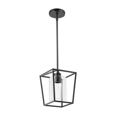 VEVOR 1-Light Black Pendant Light, 1 Pack, Farmhouse Iron Cage Metal Pendant Lighting with Clear Glass Shade