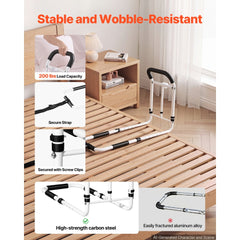 VEVOR Bed Rails for Elderly Adults 200LBS Loading Bed Side Assist Rail, with Motion Sensor LED Light, Adjustable Height