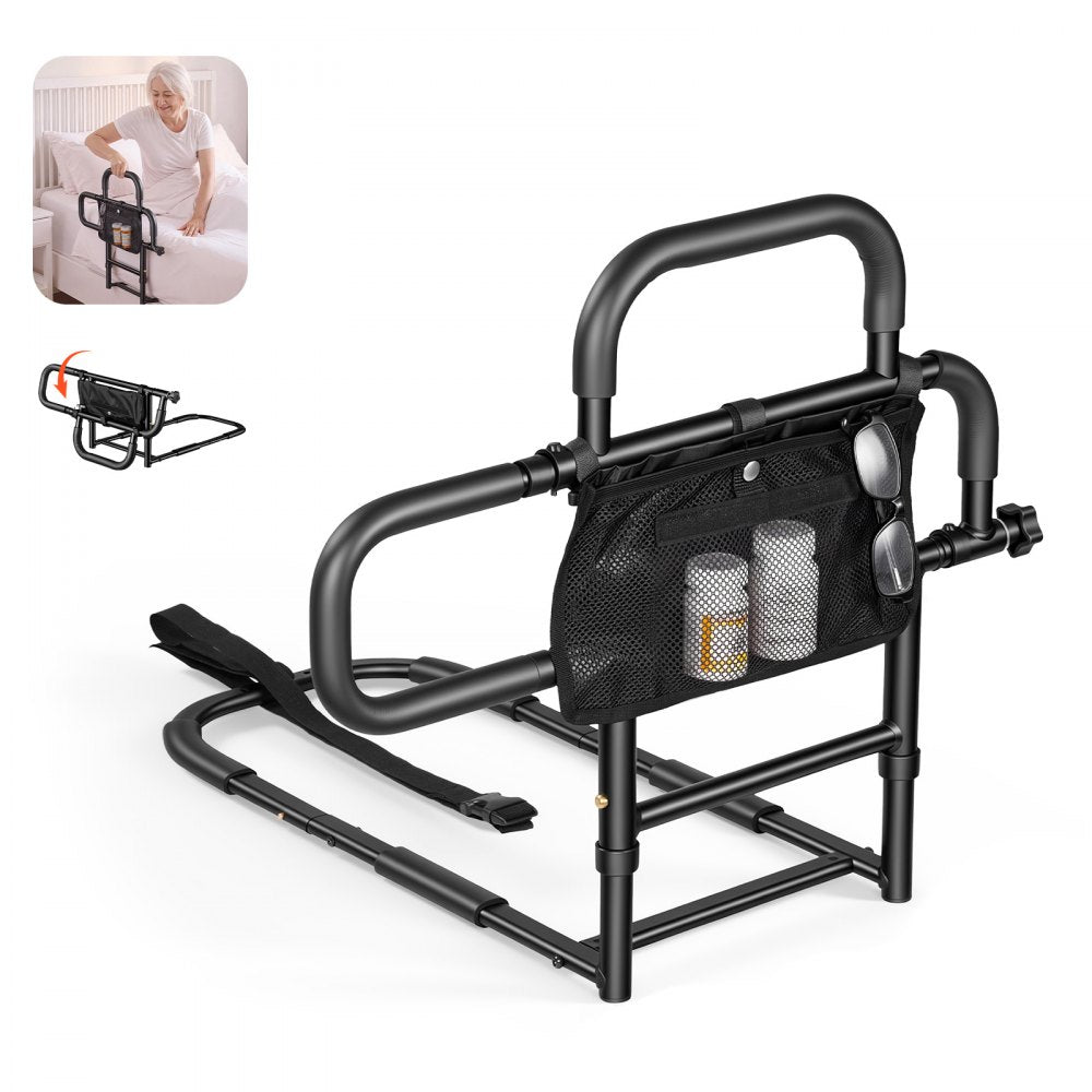 VEVOR Bed Rail for Elderly Adults Foldable Bedside Assist Rail for Seniors, 300LBS Dual-Handle Support, Adjustable