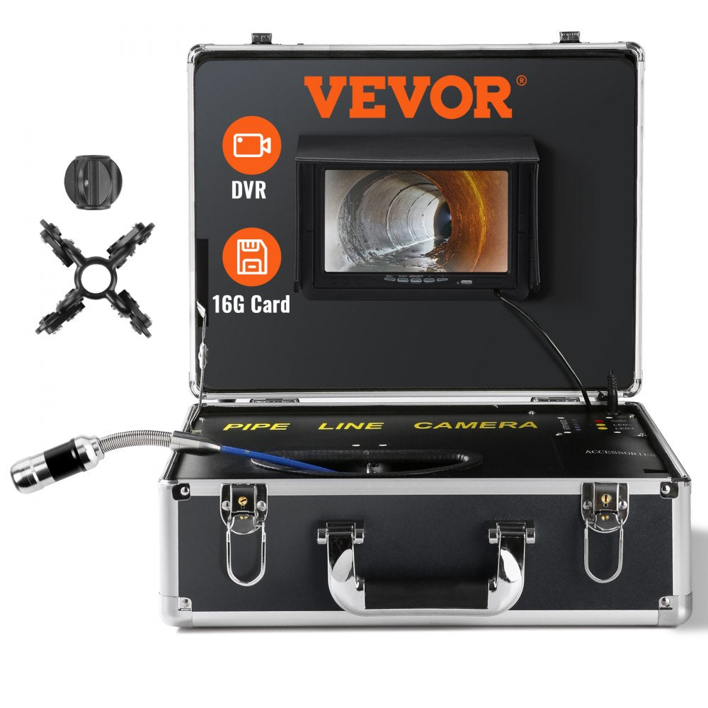 VEVOR Sewer Camera, 165 ft/50 m, 7" Screen Pipeline Inspection Camera with DVR Function, Waterproof IP68 Camera, 12pcs