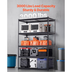 VEVOR Storage Shelves, 3000 lbs, 5 Tier Heavy Duty Garage Shelving, 24" D x 48" W x 72" H Adjustable Metal Shelves for