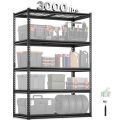 VEVOR Storage Shelves, 3000 lbs, 5 Tier Heavy Duty Garage Shelving, 24" D x 48" W x 72" H Adjustable Metal Shelves for