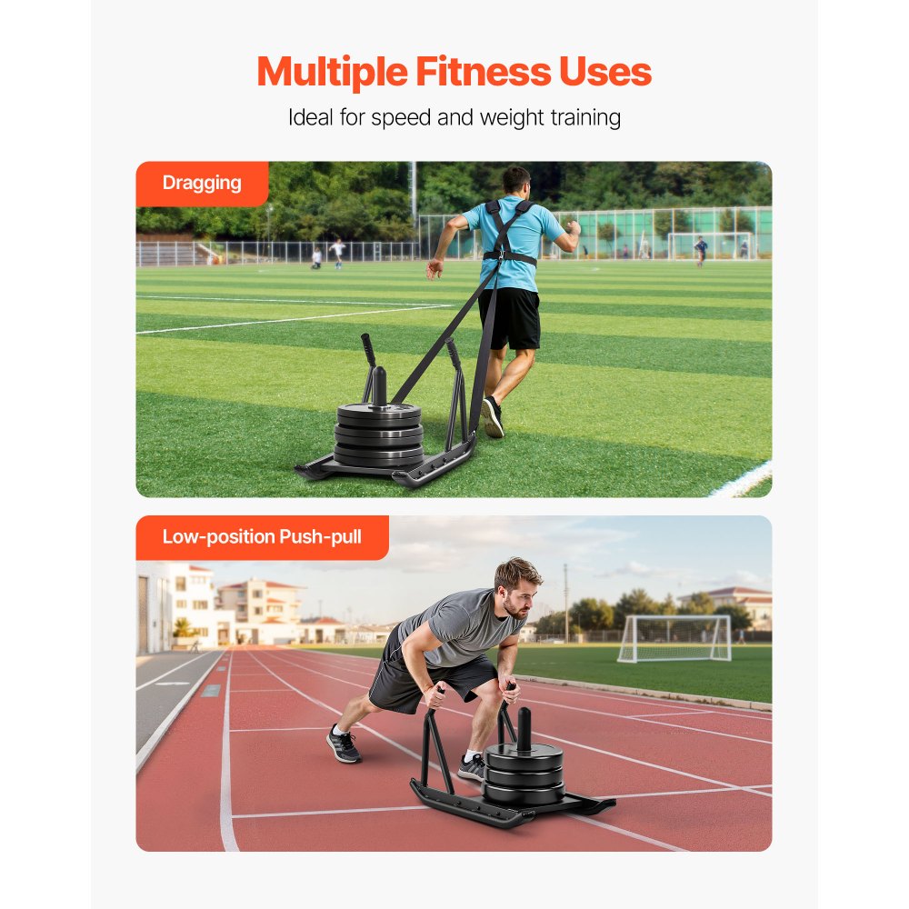 VEVOR Weight Sled, Steel Power Sled, Fitness Strength Training Sleds for Athletic Exercise Speed Improvement, Workout