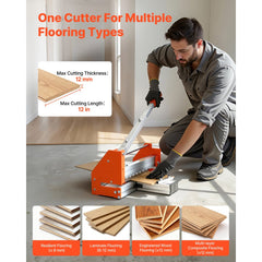 VEVOR 12 inch Vinyl Floor Cutter, 12mm Thick Laminate Flooring Cutter with Upgraded Labor-Saving Aluminum-Alloy Lever