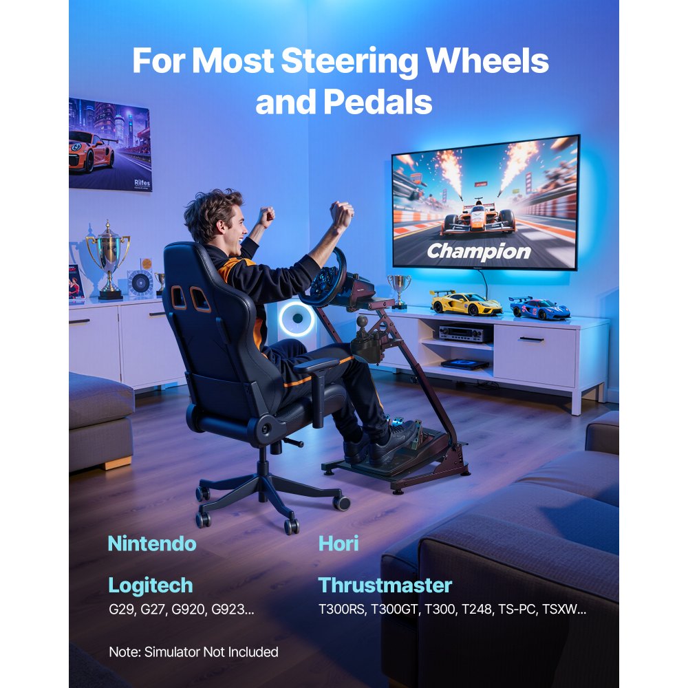 VEVOR Racing Wheel Stand, Adjustable & Foldable Simulator Stand for Logitech G29 G27 G920 G923, Thrustmaster T300RS