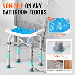 VEVOR Shower Chair for Inside Shower, Adjustable Height Shower Stool with Crossbar Support, Shower Seat for Shower Tub