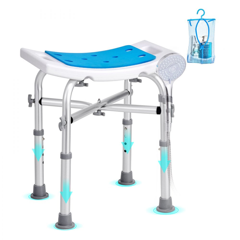 VEVOR Shower Chair for Inside Shower, Adjustable Height Shower Stool with Crossbar Support, Shower Seat for Shower Tub