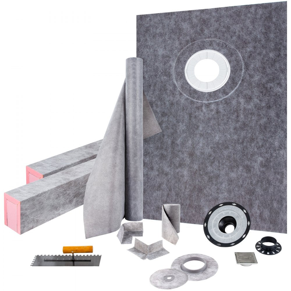 VEVOR Shower Curb Kit, 38"x60" Watertight Shower Curb Overlay with 4" ABS Offset Bonding Flange, 4" Stainless Steel