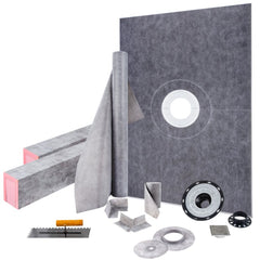 VEVOR Shower Curb Kit, 38"x60" Watertight Shower Curb Overlay with 4" ABS Central Bonding Flange, 4" Stainless Steel