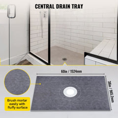 VEVOR Shower Curb Kit, 38"x60" Watertight Shower Curb Overlay with 4" PVC Central Bonding Flange, 4" Stainless Steel