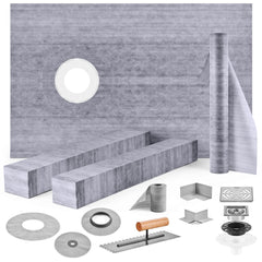 VEVOR Shower Curb Kit 38" x 60" Watertight Shower Curb Overlay with 4" PVC Offset Bonding Flange, 4" Stainless Steel
