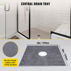 VEVOR Shower Curb Kit, 48"x48" Watertight Shower Curb Overlay with 4" ABS Central Bonding Flange, 4" Stainless Steel