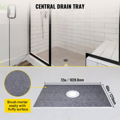 VEVOR Shower Curb Kit, 48"x72" Watertight Shower Curb Overlay with 4" ABS Central Bonding Flange, 4" Stainless Steel