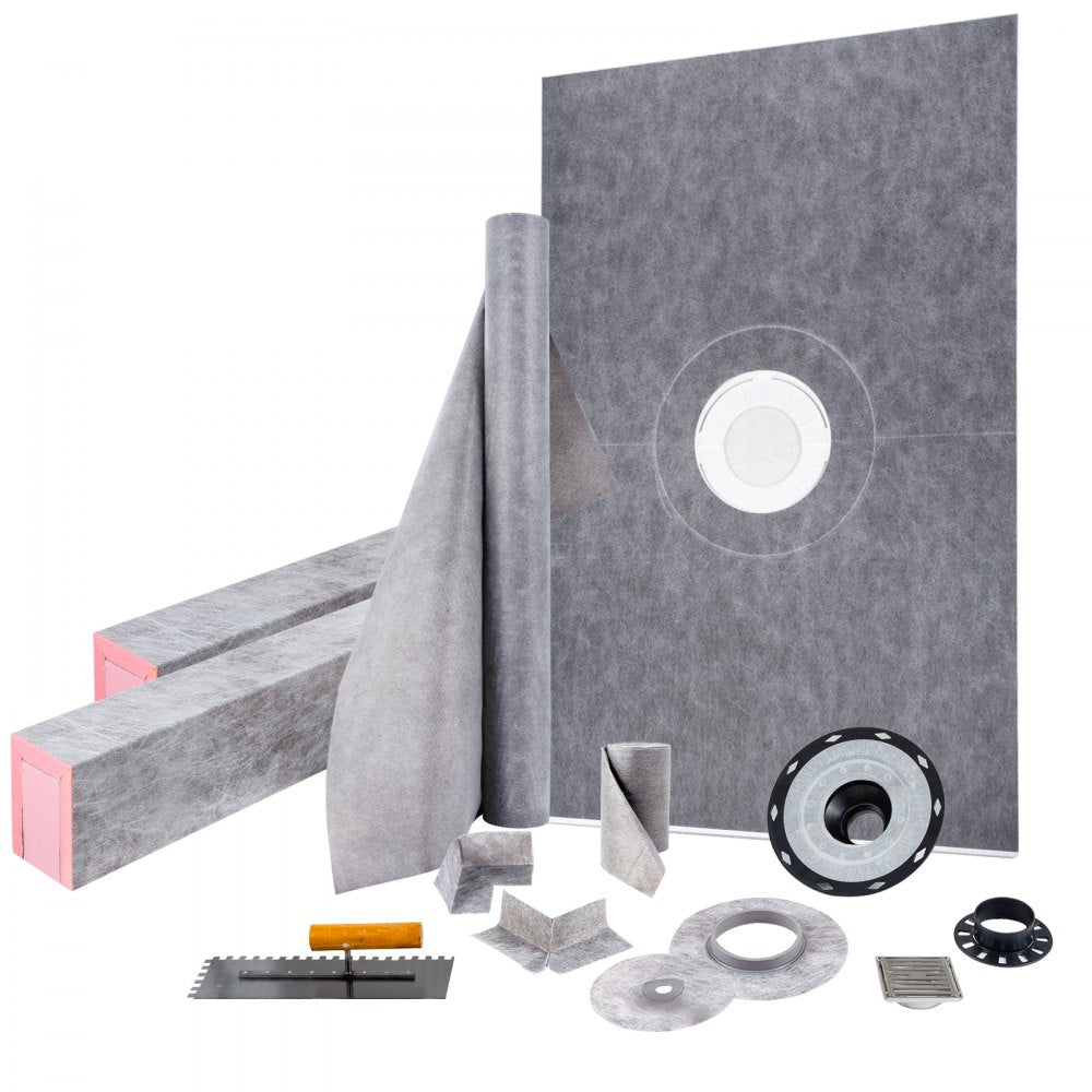 VEVOR Shower Curb Kit, 48"x72" Watertight Shower Curb Overlay with 4" ABS Central Bonding Flange, 4" Stainless Steel