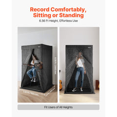 VEVOR 6.56 ft Portable Vocal Booth Pro-Grade Recording Studio for Echo-Free Vocals - Pro Size