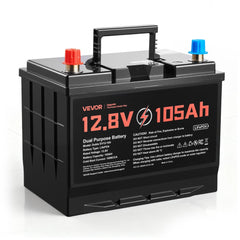 VEVOR 12V 105Ah Dual Purpose LiFePO4 Lithium Battery, 1000 CCA Group 24, Lithium-ion Starter Battery Plus Deep Cycle
