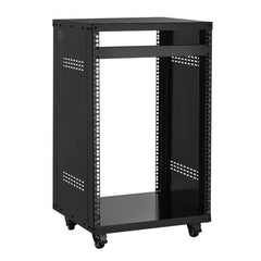 VEVOR 16U AV Rack, 200 lbs Max Capacity, Home Recording Studio Rack with Lockable Caster Wheels, Open Frame Server
