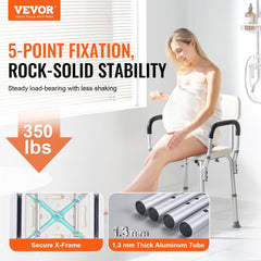 VEVOR Shower Chair, Shower Seat with Back, Adjustable Height Shower Stool, Shower Chair for Inside Shower Bathtub