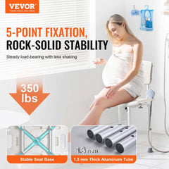 VEVOR Shower Chair, Shower Seat with Back, Adjustable Height Shower Stool, Shower Chair for Inside Shower Bathtub
