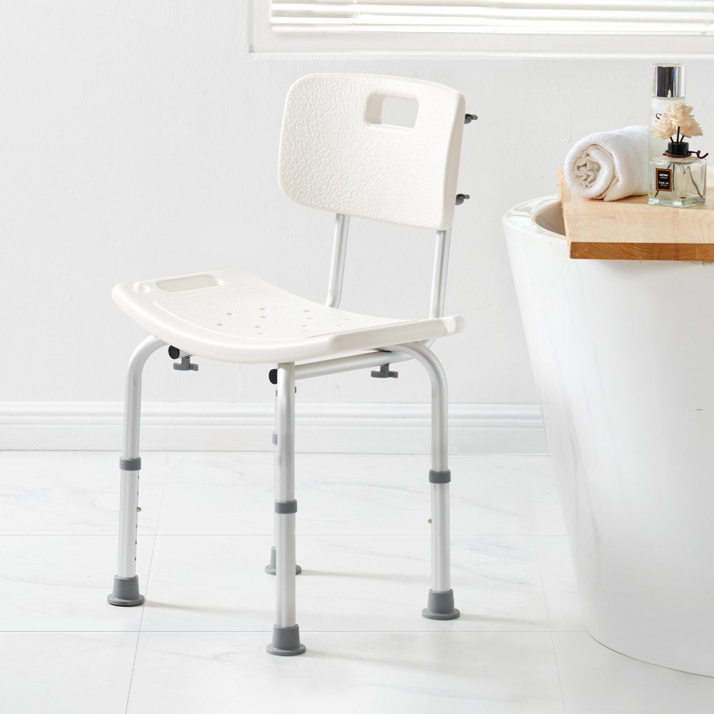 VEVOR Shower Chair, Shower Seat with Back, Adjustable Height Shower Stool, Shower Chair for Inside Shower Bathtub