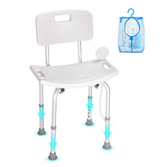 VEVOR Shower Chair, Shower Seat with Back, Adjustable Height Shower Stool, Shower Chair for Inside Shower Bathtub