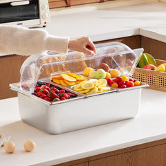 VEVOR Countertop Food Serving Display Container, 5 Pan Stainless Steel Food Serving Tray, Buffet Condiment Dispenser
