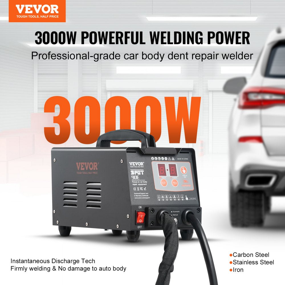 VEVOR Stud Welder Dent Repair Kit, 220V 3KW Spot Welder Dent Puller with Auto/Manual Welding & 7 Versatile Modes, Auto